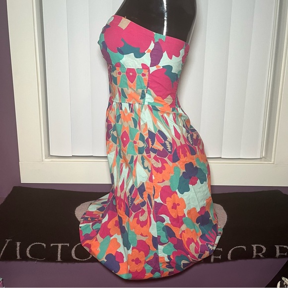 H&M Strapless Abstract Print Mini Cotton Dress Size 4 - Picture 3 of 6